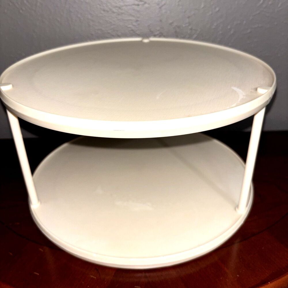 Vintage Rubbermaid Lazy Susan 2 Tier Round Spice Turntable Beige #2709